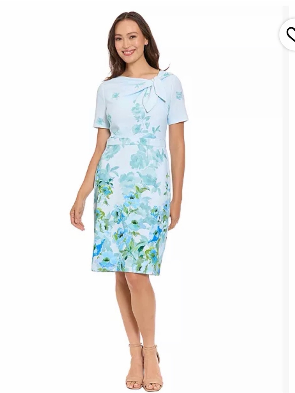 London Times Light Blue Floral Tie-Detail Sheath Dress sz 10 new with tags